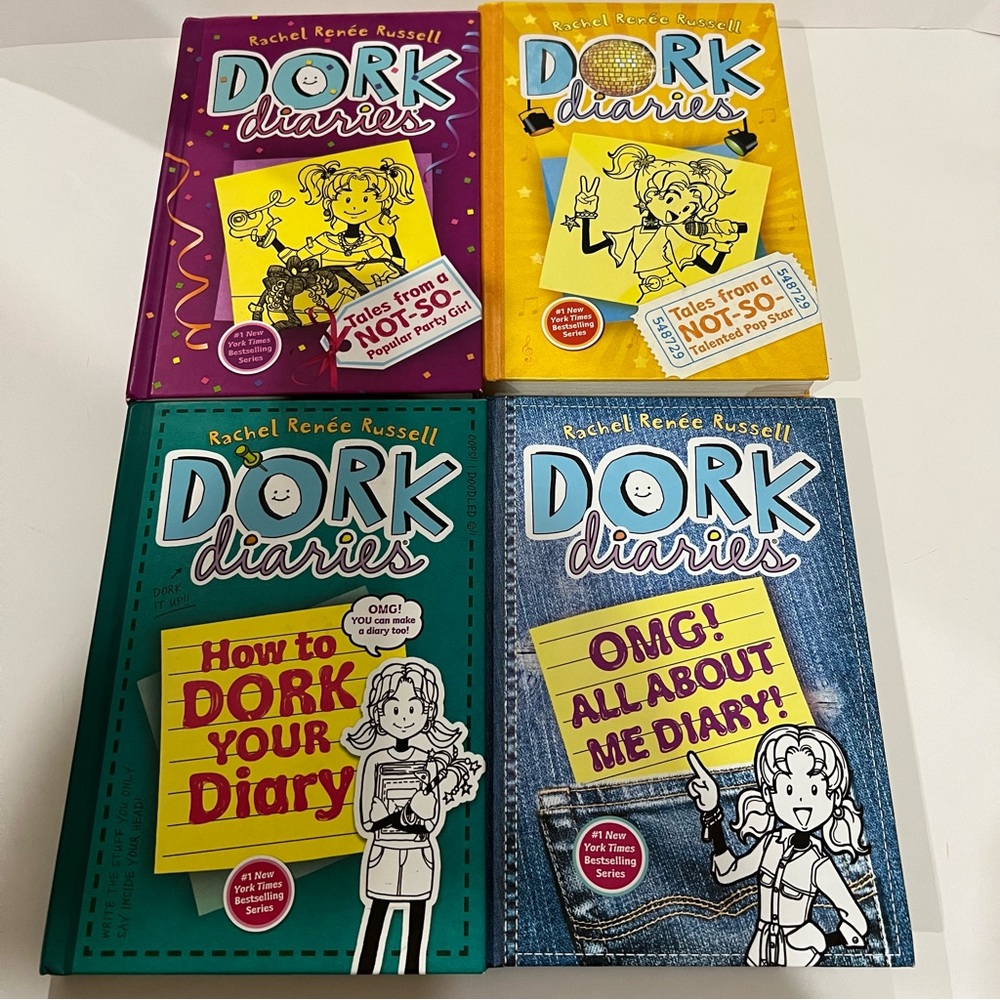 Lot of Dork Diaries Hard Cover Books 2, 3, 3 1/2, OMG! by Rachel Renee Russell
